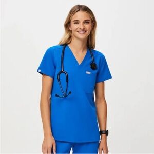 NEW FIGS Royal Blue One Pocket Scrub Top